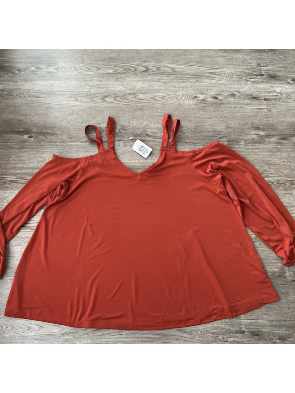 Torrid Cold Shoulder Balloon Sleeve Top Womens 14/16 Orange Crepe V Neck NWT